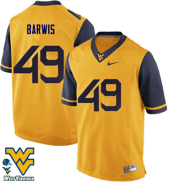 NCAA Men's Connor Barwis West Virginia Mountaineers Gold #49 Nike Stitched Football College Authentic Jersey BF23Q30TD